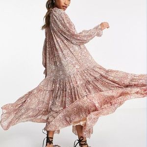 LIKE NEW Free People Feeling Groovy Maxi Dress SZ L Red Combo Floral
